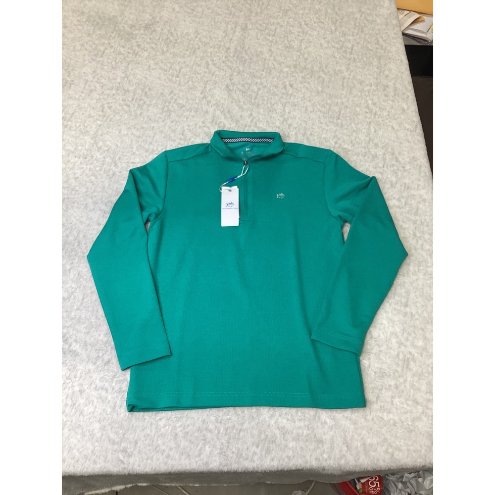 Southern Tide Boys L Spruce Shade Green Y LS Schooner QZip Pullover NWT
